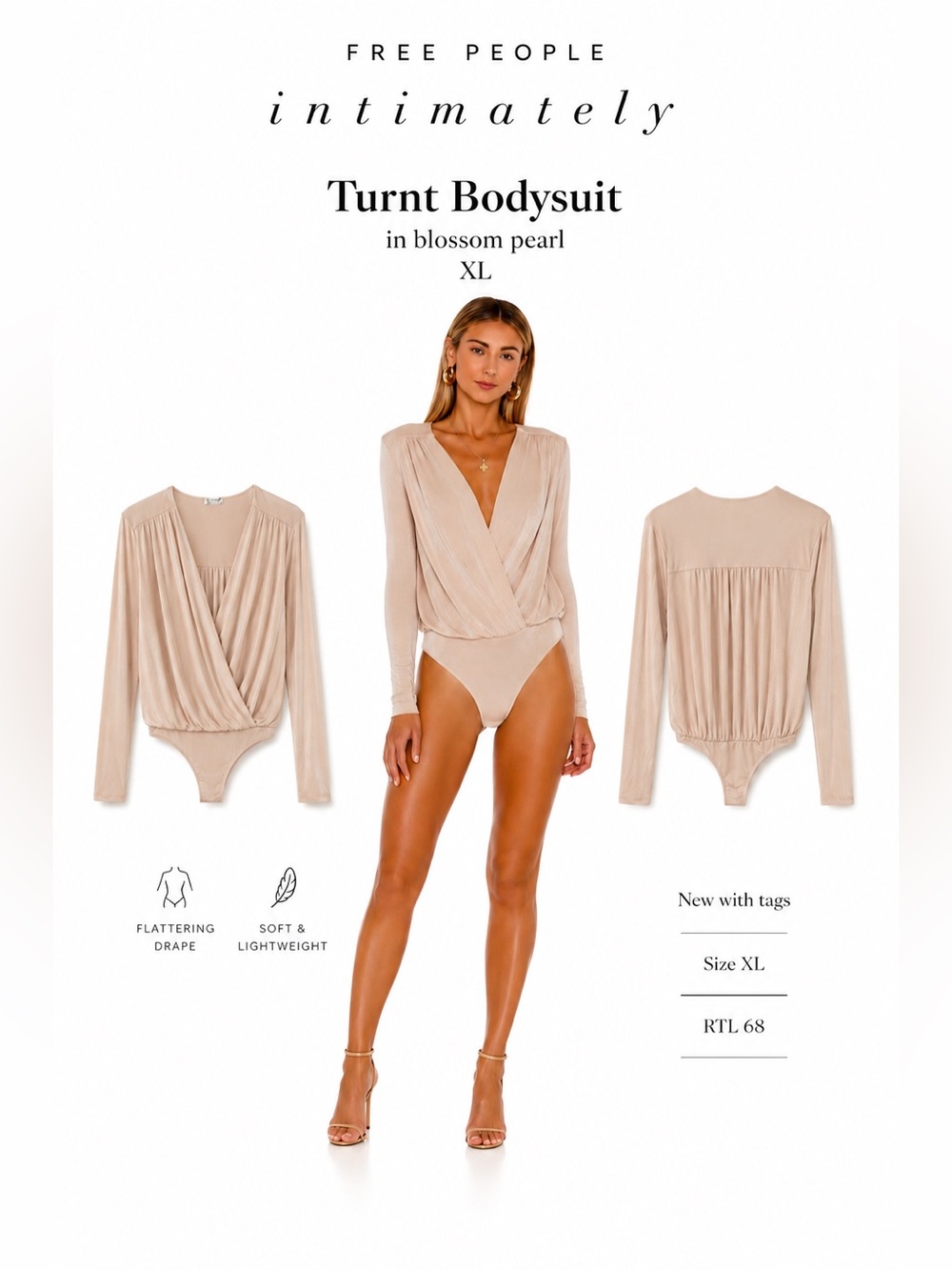 Free People Intimately Turnt Bodysuit in blossom Pearl XL New with tag
RTL 68